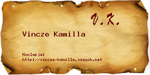 Vincze Kamilla névjegykártya